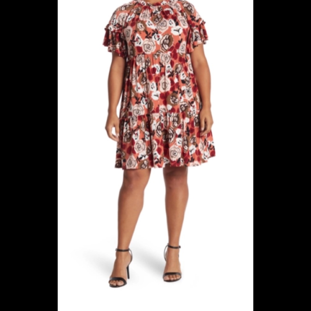 Donna Morgan Ruffle Shift Dress, size 6. NWT